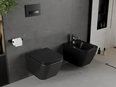 Obrázek produktu pro Mexen Madox WC mísa Rimless s pomalu padající deskou slim, duroplast, Matná černá - 30154070