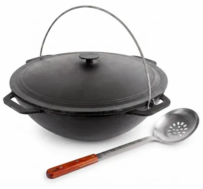 Produktbild von 8L Kazan Gusseisen Deckel Schaumkelle Schwenktopf Kessel - Campingtopf