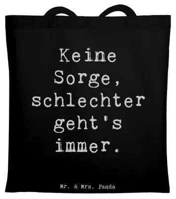 Produktbild von Mr. & Mrs. Panda Uni Tasche Spruch Hoffnung in schwierigen Zeiten - Schwarz - Geschenk, Humor, Zitat, Mut, Lebensweisheit, Gefühl, Beutel, Kraft, Stoffbeutel, Lächeln