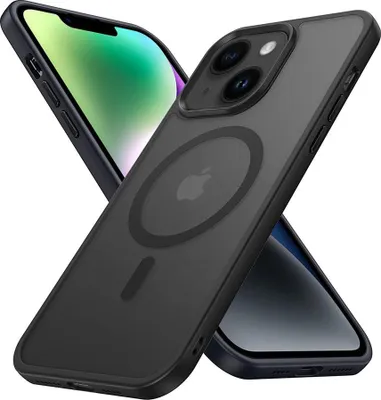 Produktbild von Cadorabo Hülle für Apple iPhone 14 PLUS in SCHWARZ kompatibel mit MagSafe - Hybrid Schutzhülle mit TPU Silikon-Rand und stabiler Rückseite