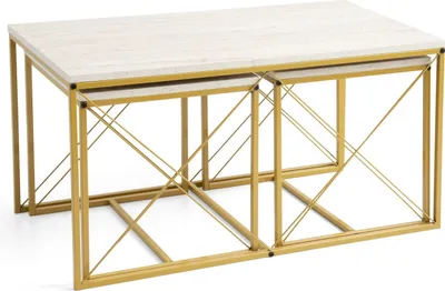 Produktbild von Skye Decor, Defne - Gold, Travertine, Couchtische, Travertin, 100 x 52 x 50 cm