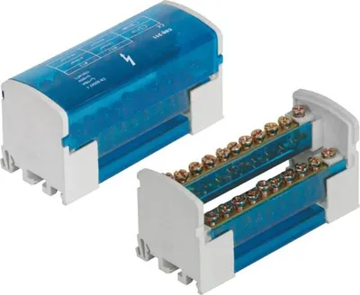 Produktbild von Verbindungsklemme 2x11 Verteilerblock 2-reihig Schraubklemme für Hutschiene TH35