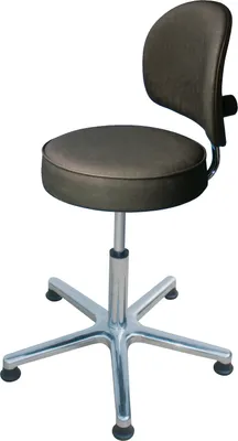 Produktbild von Drehhocker Indianapolis High mit Rückenlehne | Sitzhöhe 52-70cm | Ø 61cm | Tragfähigkeit 110kg | Kunstleder-Sitz | Aluminium-Fußkreuz mit Gleiter | Schwarz