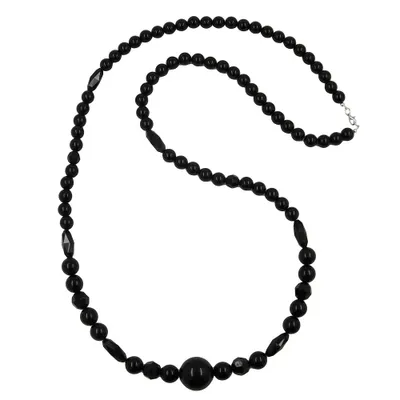 Produktbild von Kette 30x9mm Rillenolive Schliffolive Kunststoff schwarz glänzend 100cm schwarz 100 cm
