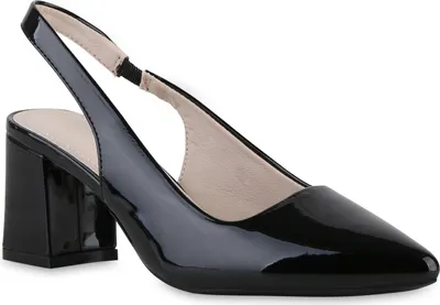 Produktbild von VAN HILL Damen Slingpumps Pumps Spitze Absatzschuhe Klassische Schuhe 841548, Farbe: Schwarz, Größe: 41