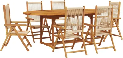 Produktbild von vidaXL 7-tlg. Garten-Essgruppe Polypropylen und Massivholz Beige