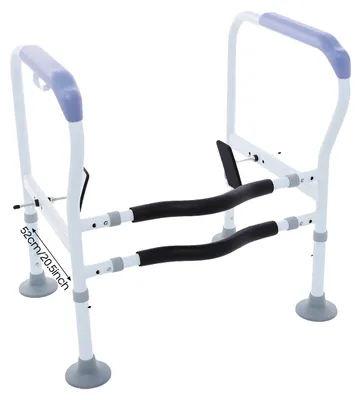 Image de Support pour toilettes, réglable en hauteur, avec poignées ergonomiques de soutien, de couleur blanche