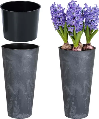 Zdjęcie produktu dla doniczka wysoka Effect Tubus + wkład  Antracyt 38cm | DTUS200E