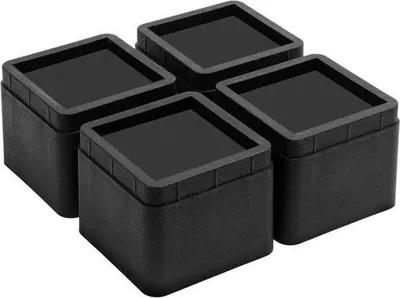 Obrázok produktu pre sada 4 nastaviteľných nožičiek k posteli - Stabilné nožičky k posteli - Stohovateľné a nastaviteľné - 5 cm