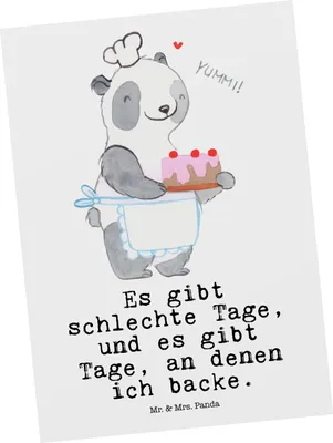 Produktbild von Mr. & Mrs. Panda Postkarte Panda Backen - Weiß - Geschenk, Kuchen, Ansichtskarte, Hobbybäcker, Fotokarte, Postkarten, Grußkarte, Ansichtskarten
