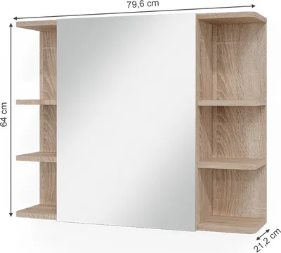 Obrázek produktu pro Koupelnová zrcadlová skříňka Vicco Fynn Sonoma 79.6 x 64 cm, Model 40067