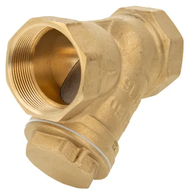 Produktbild von tecuro Schrägsitz-Schmutzfänger G 2 Zoll (DN 50) mit Edelstahlsieb 0,5 mm Maschenweite, Messing