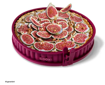 Zdjęcie produktu dla Forma do quiche o średnicy 26 cm z szklanym dnem, silikonowa forma do tart, ciemnoczerwona