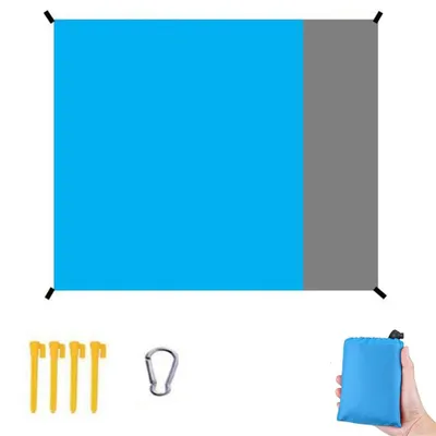 Produktbild von Picknickdecke - Stranddecke - 200 x 210 cm - Faltbare Campingdecke - Wasserdicht - Sandabweisend - Mit 4 Heringen - Für Camping, Garten, und Strand