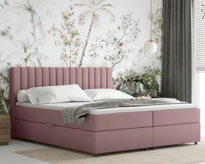 Produktbild von PANDA MÖBEL Boxspringbett Everest, Doppelbett mit hochwertiger Matratze, Topper und Bettkasten, Rosa, 180x200cm