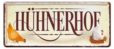 Produktbild von Blechschild Hühnerhof - Metallschild für Hühnerzüchter und Hühner-Fans - Retro Deko Schild für Hühnerstall und Garten - Geschenk für Geflügelzüchter - 28x12cm