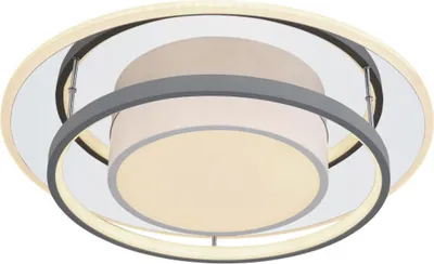 Produktbild von Globo Lighting Deckenleuchte Metall weiß, Chrom verspiegelt, Acryl opal, Kunststoff grau, dimmbar, mehrere Stufen über Wandschalter, Farben fixierbar, Memoryfunktion, Nachtlicht, Fernbedienung, Batterie inkludiert 2x AAA, ø: 490mm, H: 105mm, inkl. LED 50W 230V, 620-6200lm Source, 240-2400lm Output, CCT 3000-6000K