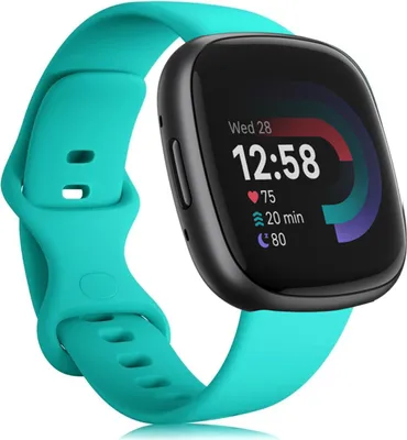 Produktbild von Strap-it Fitbit Versa 4 Silikonarmband (Aqua) - Große: Maat S