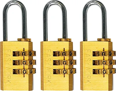 Produktbild von Easy Work SA-ZX0511 Kofferzahlenschlosssatz aus Messing, messingfarben (3er Pack)