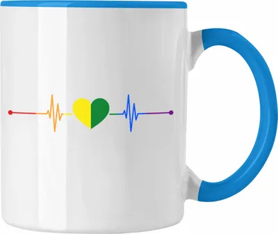 Produktbild von Trendation - Regenbogen Tasse Geschenk LGBT Schwule Lesben Transgender Grafik Pride Herzschlag Flagge (Blau)