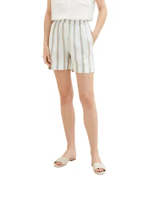 Produktbild von TOM TAILOR Damen 1036640 Bermuda Shorts, 31948 - Offwhite Brown Vertical Stripe,