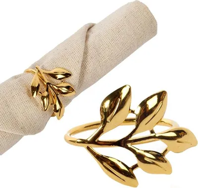 Productafbeelding van Gouden, decoratieve servetring in de vorm van een tak met bladeren