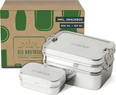 Produktbild von ECO Brotbox - Dabba Magic inkl. Snackbox - Edelstahl Lunchbox zweilagig