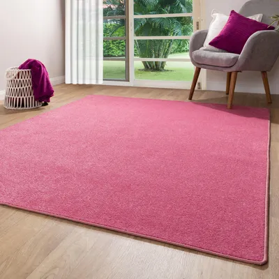 Produktbild von Steffensmeier Kurzflor Teppich Ibiza | Wohnzimmerteppich | Stilvoll | Pflegeleicht | Jugendteppich | Pink, Größe: 280x280 cm