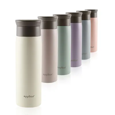 Produktbild von eppikan® eppiToGo Edelstahl Thermobecher- Isolierbecher, Kaffee-to-go Becher,  500 ml Travel Mug, Autobecher, auslaufsicher mit hygienischer 360°-Trinköffnung (Ivory)