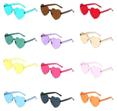 Produktbild von ZOOMPIL Randlose Herz-Sonnenbrille, 12 Stück Herz Sonnenbrille, Retro Herzbrille