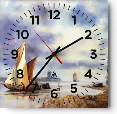 Produktbild von Wanduhr - Quadrat - Glasuhr - Fischer Schiff Fan - 40x40cm - Schleichendes Uhrwerk - Lautlos - zum Aufhängen bereit - Dekoration Modern - Wanddekoration aus Glas - C4AC40x40-4318