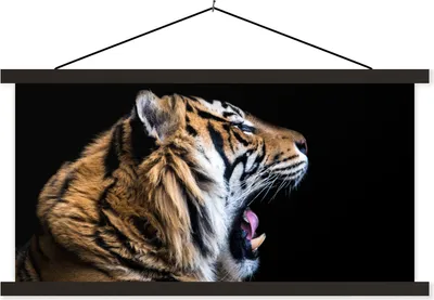 Produktbild von MuchoWow® Textilposter Tiger - Tiere - Porträt 90x45 cm mit schwarzem Rahmen - Klemmleisten