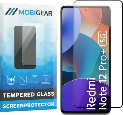 Produktbild von Mobigear Premium  Xiaomi Redmi Note 12 Pro Plus Panzerglas Gehärtetes Glas Displayschutz - Hüllenfreundlich - Schwarz