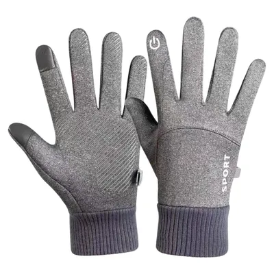 Produktbild von Fahrradhandschuhe Warme Winterhandschuhe Rutschfeste Touchscreenhandschuhe, Grau