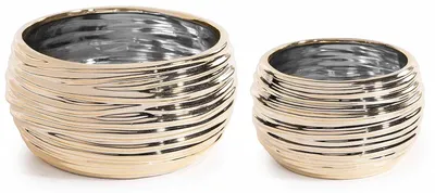 Immagine prodotto di Vasi in Vetroceramica dorata lavorata, Grande: Ø 21 cm x 10,5 H