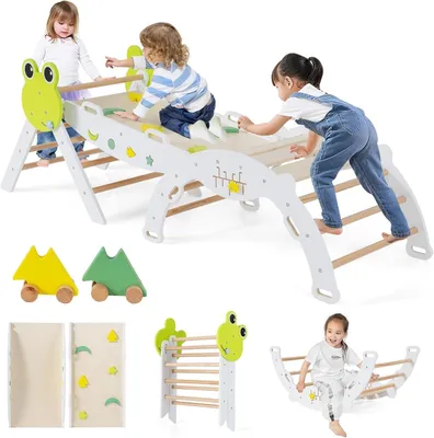 Image de STRUCTURE DE JEU INTÉRIEURE FANTASK 7 en 1, ENSEMBLE DE 3 ÉLÉMENTS D'ESCALADE avec toboggan, escalade