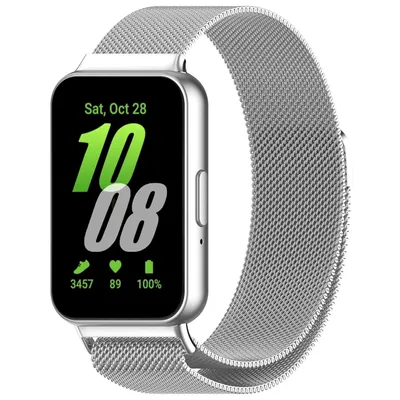 Produktbild von Strap-it Milanaise-Armband / Milanaise-Armband mit Magnetverschluss - passend für Samsung Galaxy Fit 3 (silber)