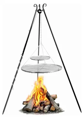 Zdjęcie produktu dla Grill na trójnogu 180 cm COOK KING - 2 ruszty stal nierdzewna 70 cm + 40 cm
