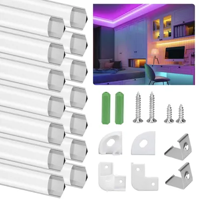 LED-Aluprofil V-Form 14x1m mit Diffusor, Eckverbindern & Zubehör