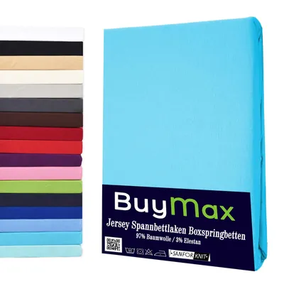 Produktbild von Buymax® Spannbettlaken Wasserbettlaken Jersey Wasserbett Boxspringbett 180x200-200x220 cm 160g/m² Farbe: Türkis