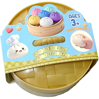 Produktbild von Realistisches Riesen-Knödel-Quetschspielzeug mit Bambus-Dampfgarer, weicher TPR-Teigball, Entspannungs-Fidget-Spielzeug, lustige kreative Geschenke