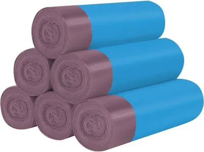 Zdjęcie produktu dla Worki na śmieci z paskiem, 15 l, zestaw 120 sztuk, 45 x 50 cm, grube, niebieskie