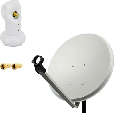 Produktbild von PremiumX Satellitenschüssel 60cm Antenne Hellgrau Single LNB 2x F-Stecker