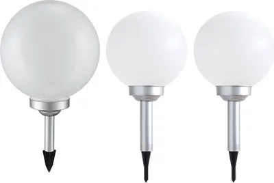 Produktbild von 3er Set LED Außen Solarleuchten, Kugel weiß, 15 und 20 cm