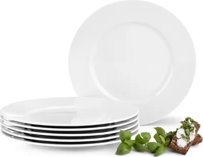 Obrázok produktu pre Konsimo dezertný tanier 6 ks "MUSCARI", vhodný do umývačky riadu a mikrovlnnej rúry, biely, porcelán, moderný, 21,5 cm