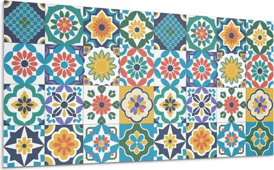 Produktbild von Florale Und Geometrische Muster – Selbstklebende Fliesen – Wandverkleidung – Wandpaneel – PVC Fliesen – Vinylflisen – PCV Flisen – Selbstklebend – Wanddeko –100 x 50 cm