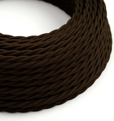 Immagine prodotto di Creative-Cables Cavo elettrico rivestito in tessuto, 3 x 0,75 mm², 50 m, Marrone Espresso TM13, Trecciato, effetto seta