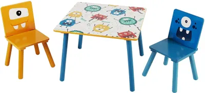 Immagine prodotto di Tavolo per bambini in legno con 2 sedie, set – ideale per giocare, disegnare, mangiare – GHOSTS