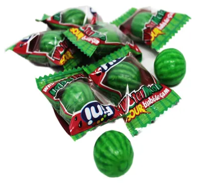 Produktbild von Fini saure Wassermelone Bubble Gum mit saurer Brausefüllung einzeln 5g