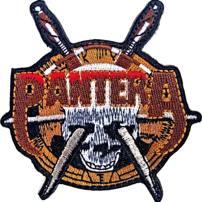 Produktbild von Pantera - Totenkopfmesser - Aufnäher zum Aufbügeln RO6961 (Einheitsgröße) (Orange/Weiß/Schwarz)